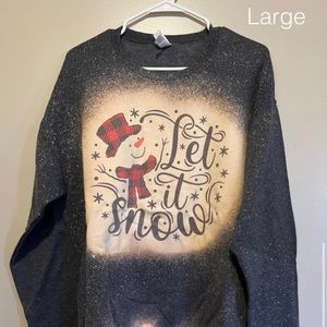 Bleached snowman let it snow sweatshirt size Large
